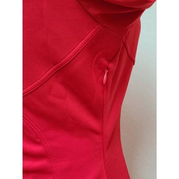 ❤️ Long Ruffle Sleeve Front Slit Bodycon Boat Neck Party Midi Red Dress M NEW - Picture 9 of 17